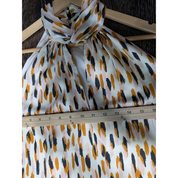 Banana Republic Printed Twist Neck Satin Midi Dress Medium - Picture 9 of 10